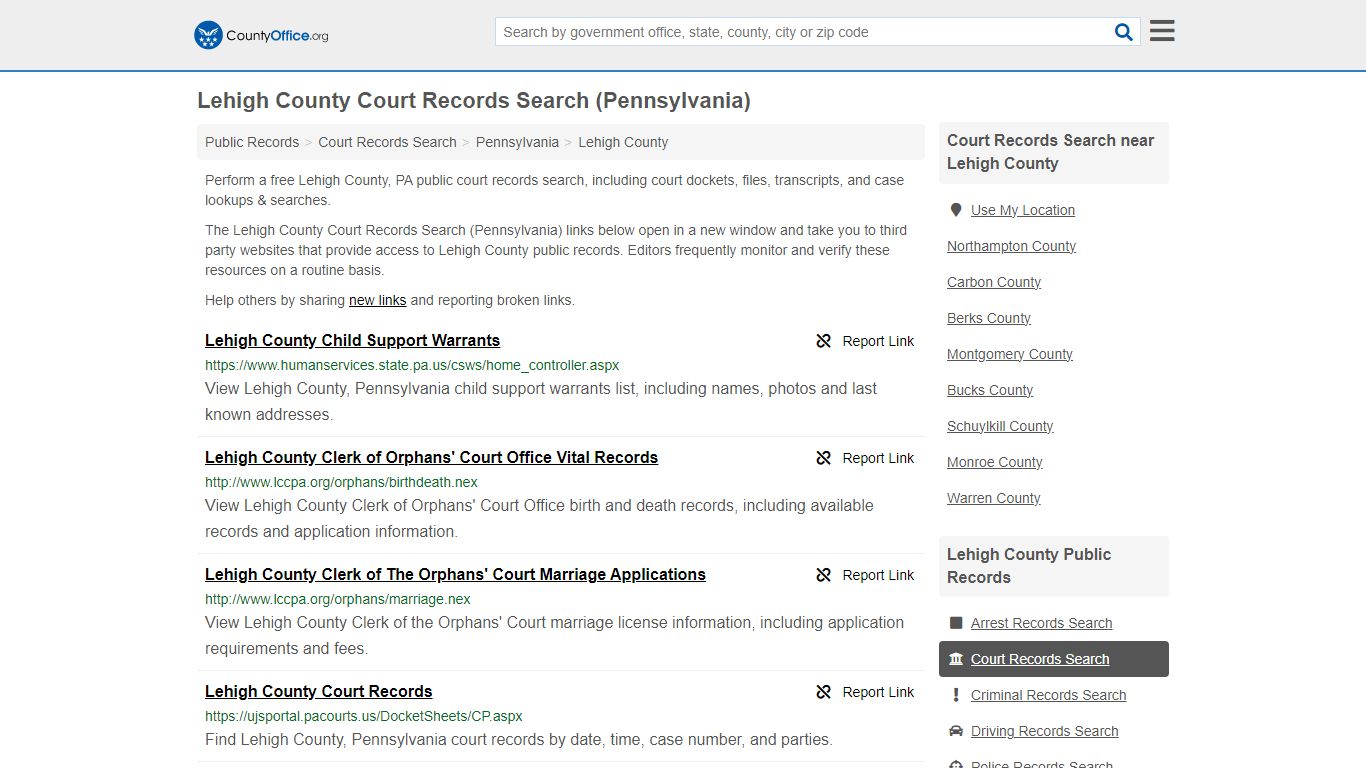 Lehigh County Court Records Search (Pennsylvania) - County Office